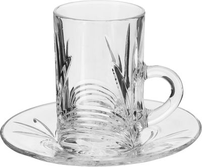 طقم تقديم بيالات +فناجين كريستال السيف غاليري، مع الصحن، 18 قطعة - شفاف product image 3