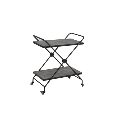 عربة تقديم الطعام خشب و بلاستيك، 84×40×70 سم، 2 رف، عجلات دوارة 360 - رمادي product image 2