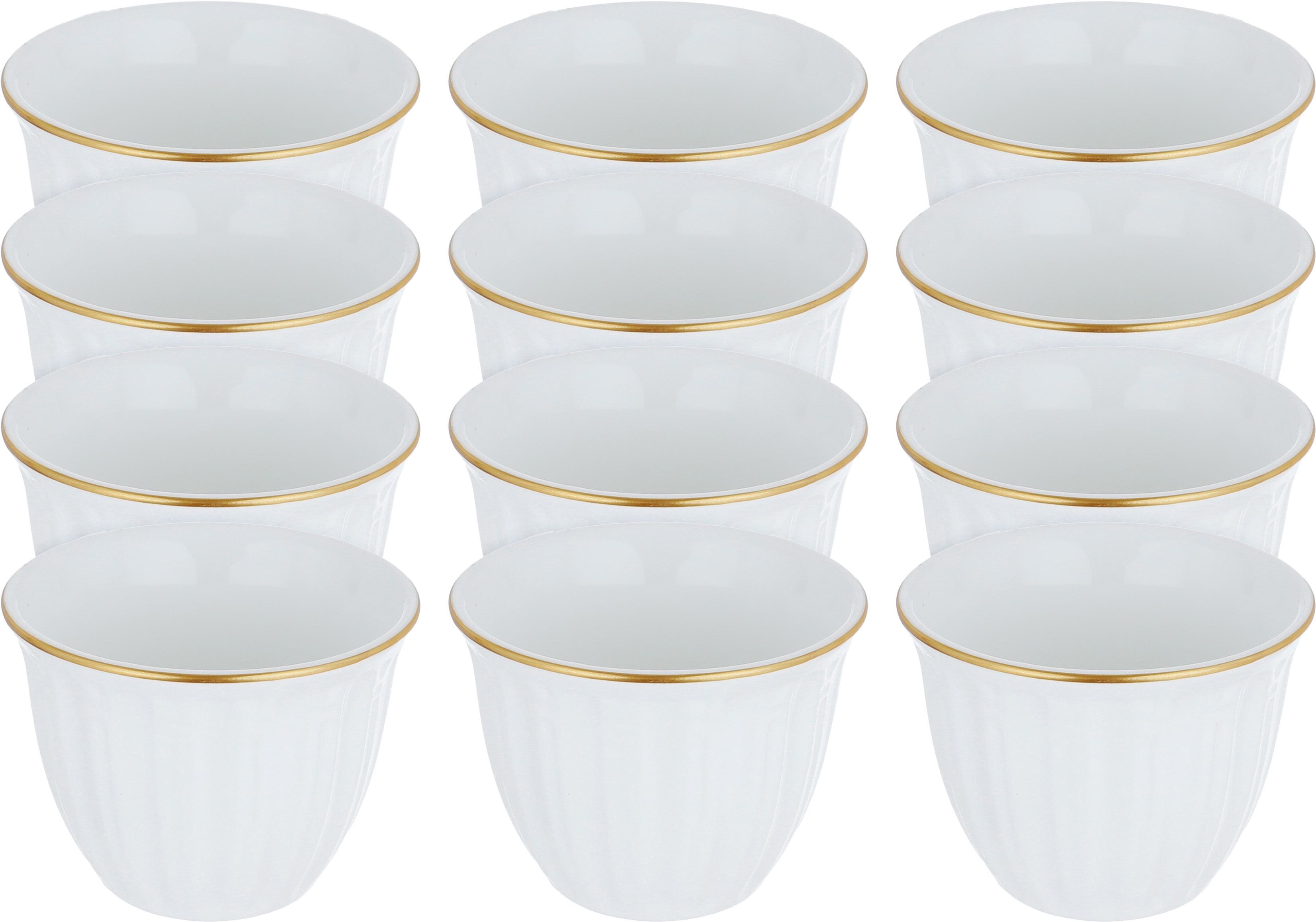 Al Saif Gallery porcelain Arabic coffee cups set, 12 pieces, gold-white striped product image