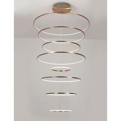 ثريا مودرن مشكاتي، 7 حلقات ،متدرجة ، 3000 كلفن ، 240 واط ، معدن ، 40×60×80×100× 120 سم ،معدن - روز دهبي product image 3