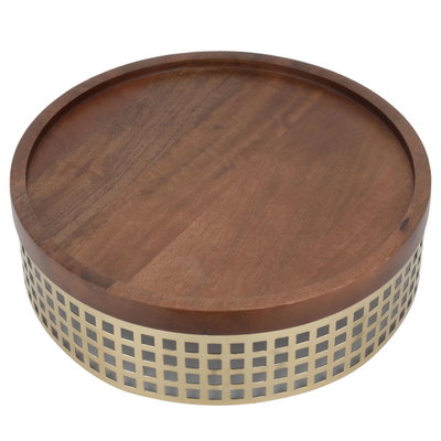ستاند تقديم استيل السيف غاليري، 29×29×29 سم، دائري، قاعدة، غطاء - بني ذهبي product image 2