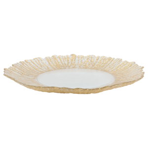 Al Saif Gallery glass plate, 1.5 x 33.3 x 22 cm, golden rim - transparent product image 2