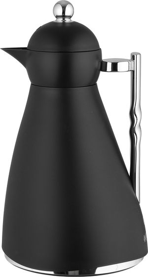 ترمس نور جلوري، 1 لتر، حافظة داخلية زجاج، ضغاط، يد فضي - أسود product image