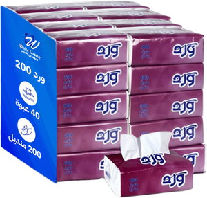مجموعة مناديل ورد وايت تيشو، 40 عبوة، كل عبوة 200 منديل product image