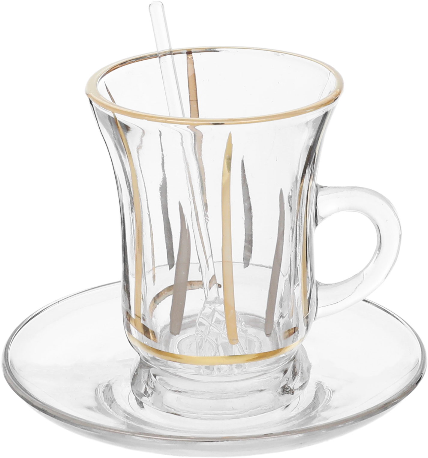Al Saif Gallery Glass Tea And Coffee Set, 50 Pieces, Golden Pattern - Transparent product image 2