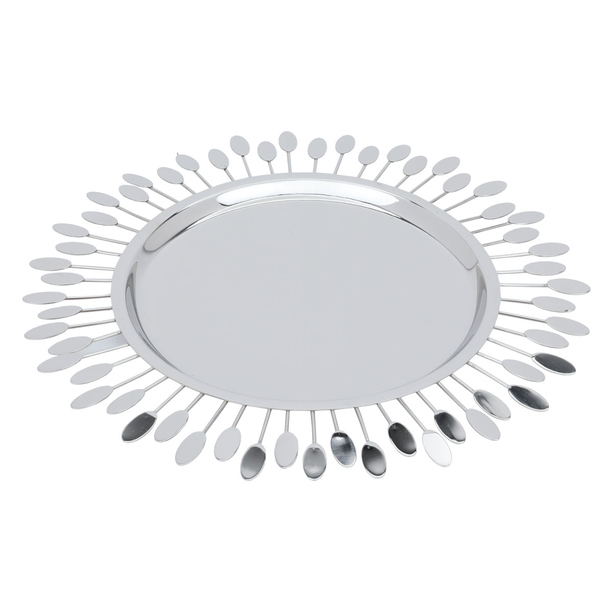 Al Saif Gallery Steel Round Serving Plate, 30 X 30 X 1 Cm - Silver product image