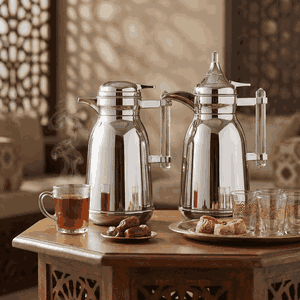 طقم ترامس شهد السيف غاليري، 1 / 1 لتر، بيد شفاف، قطعتين، حافظة داخلية زجاج حراري، هيكل خارجي استيل - فضي product image 2