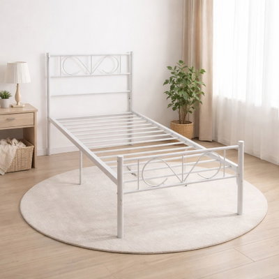 سرير هيكل حديد، 190×70×70 سم - أبيض product image 4