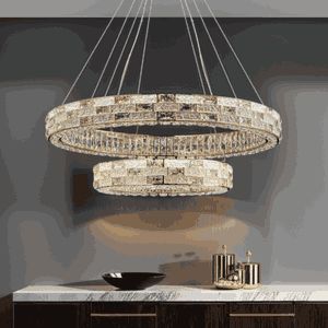 Norco Aluminum Glass Chandelier, 2 Rings, 3000K, 65W - Gold product image