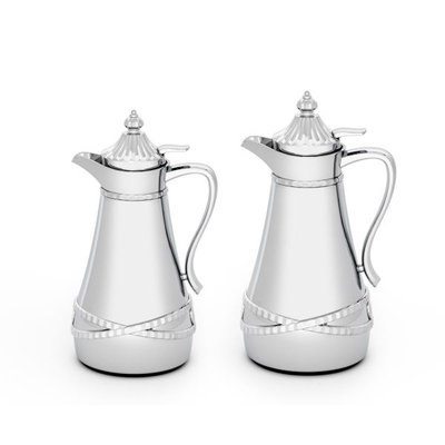 Al Saif Gallery Sawar Set, 1/0.75 litre, 2 pieces, thermal glass inner case, stainless steel outer case - silver product image 2