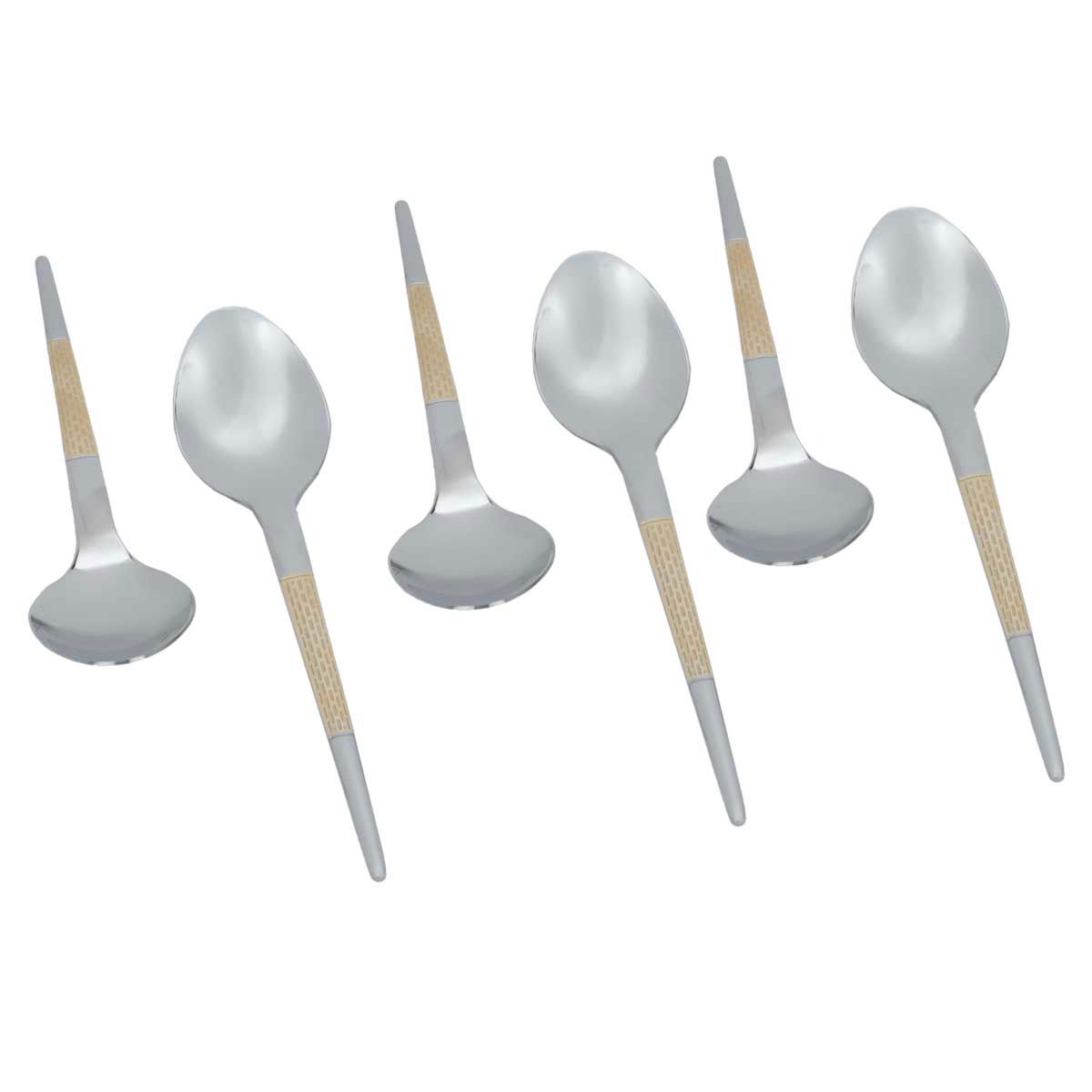 Al Saif Gallery steel spoon set, 24 pieces, gold-silver engraved product image 4