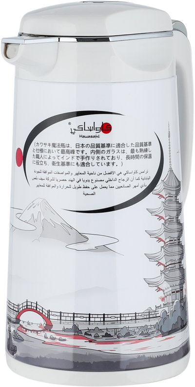 ترمس فوجي كاواساكي، 1.9 لتر، خامة داخلية زجاج، هيكل خارجي ستانلس استيل - أبيض فضي product image 4