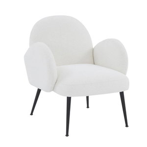 Modern Metal Chair, 75×55×45 Cm, Boucle Fabric And Fur - White product image 2