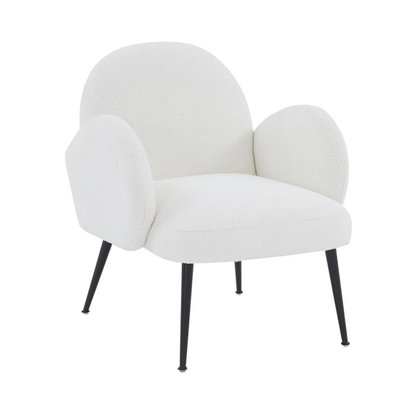 Modern Metal Chair, 75×55×45 Cm, Boucle Fabric And Fur - White product image 2