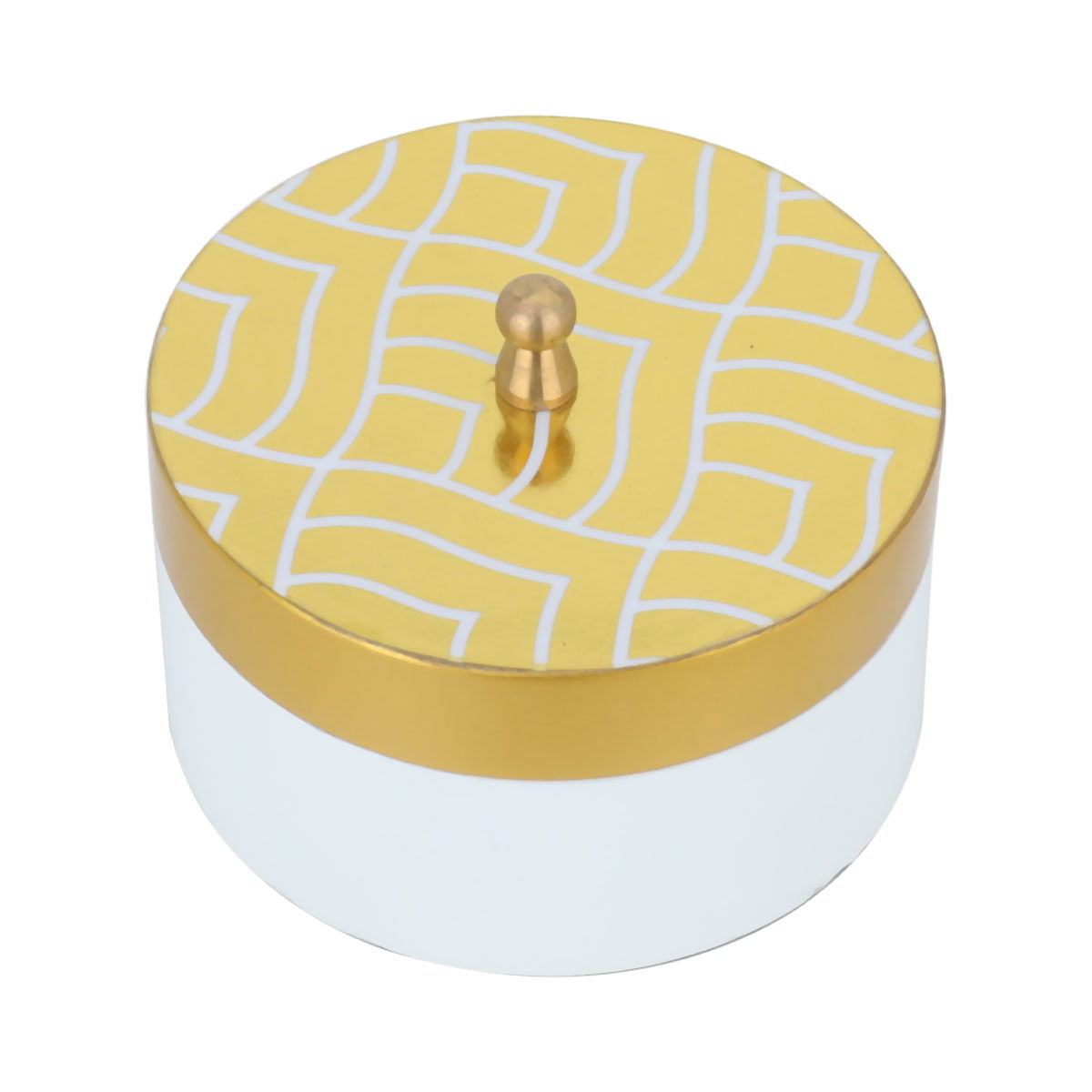 Alsaif Gallery Wooden Date, 11x11x8 cm, Round, with Engraved Gold Lid - White product image 2