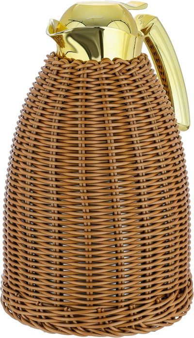 Timeless rattan thermos, 1.5 liters, golden handle, thermal glass inner container, plastic outer shell - brown product image 3