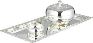 طقم تمرية ستانلس استيل السيف غاليري، 39x19x2 سم، طوفرية، صحن نواة - فضي لامع product image