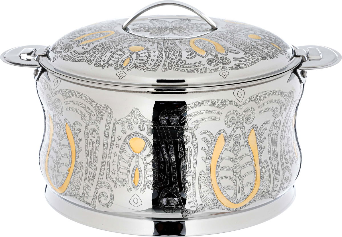 حافظة طعام استيل السيف غاليري زمردة، 7500 مل، نقش ذهبي - فضي product image