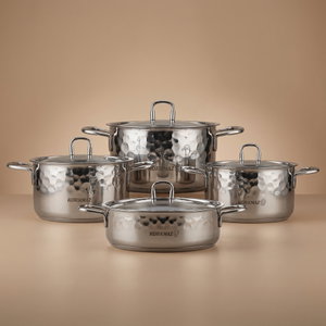 Korkmaz Irna 8-Piece Stainless Steel Cookware Set with Lid - Silver product image