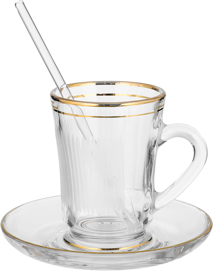 طقم تقديم شاي زجاج السيف غاليري، 26 قطع - شفاف ابيض product image 4