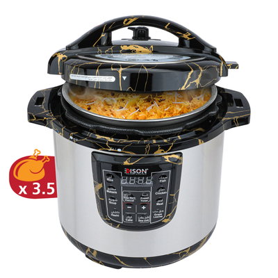 قدر ضغط كهربائي إديسون، وعاء داخلي جرانيت، 1400 واط، 10 لتر- فضي اسود product image 3