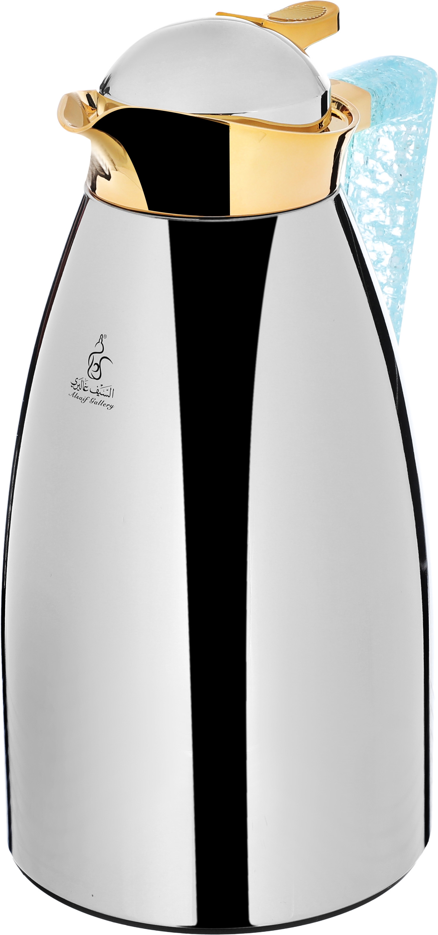 Maha Al Saif Gallery thermos set, 1 liter, crystal handle, thermal glass inner case, steel outer case - silver product image 8