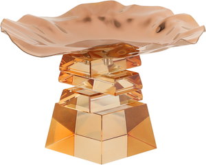 ستاند تقديم ستانلس استيل السيف غاليري، 17x17x10 سم، قاعدة مربع زجاج، مموج - نحاسي product image 2