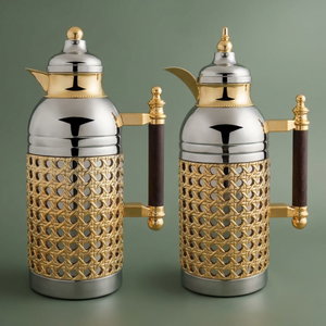 Al Saif Gallery Sarah thermos set, 1 liter, thermal glass inner container, steel outer shell - gold product image