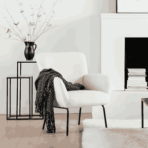 Modern Metal Chair, 98×72×80 Cm, Boucle Fabric And Foam - White product image