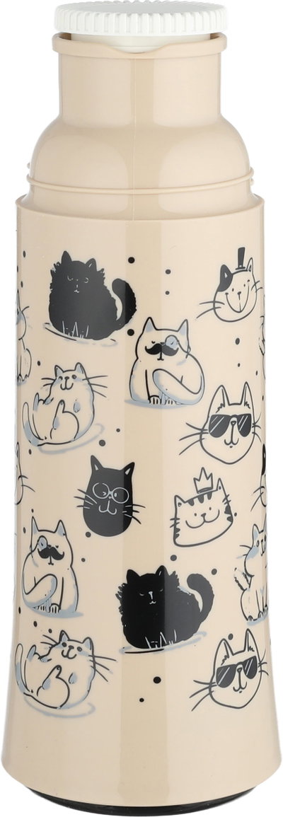 Helios Thermos, 0.75 Liter, Glass Interior, Cat Pattern - Beige Black product image 4