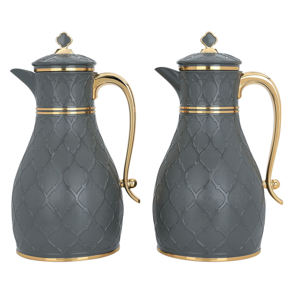 Al Saif Gallery Nahla thermos set, two pieces, 1/1 liter, thermal glass inner shell, plastic outer shell - dark gray product image