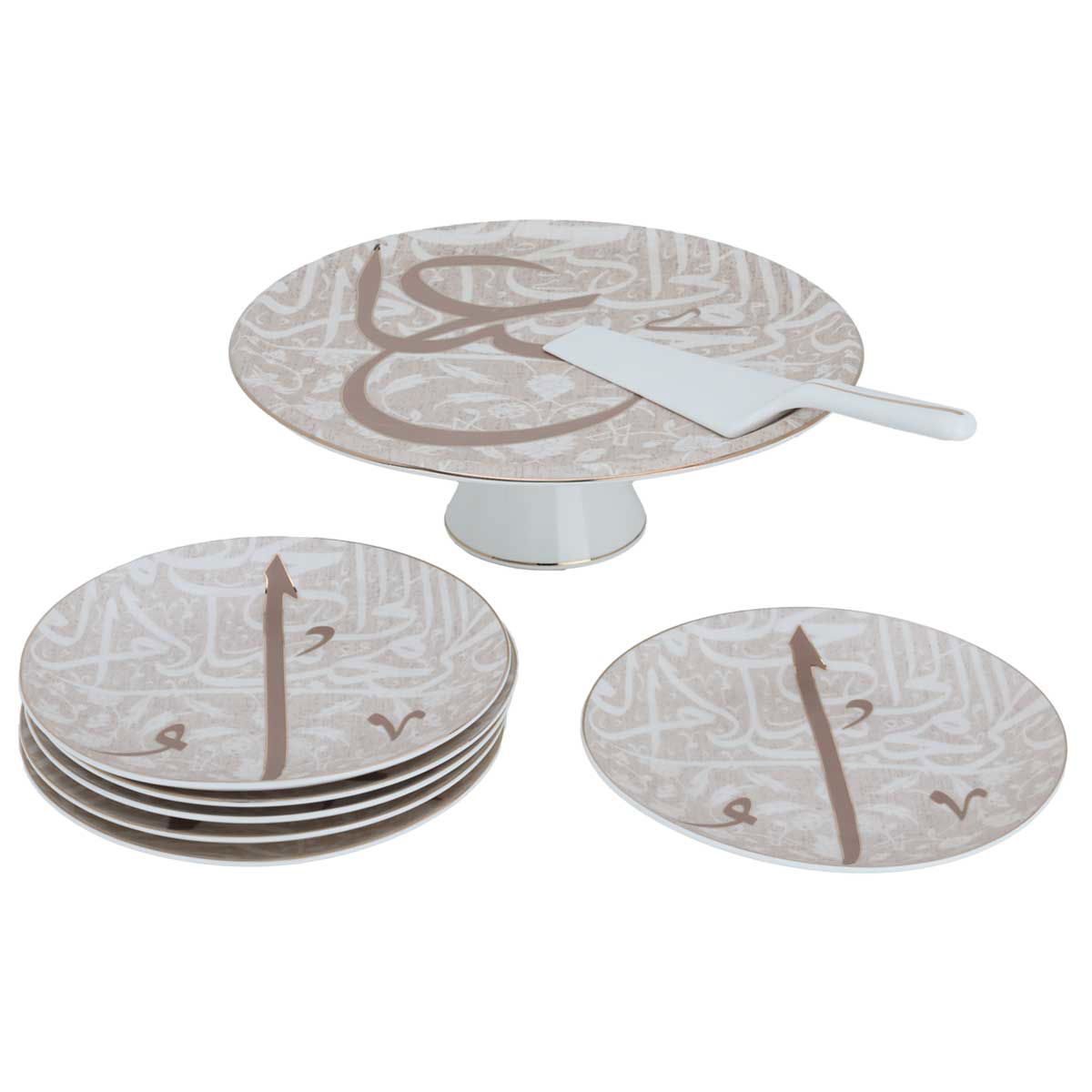 Al Saif Gallery porcelain cake stand set, 8 pieces - white product image 2