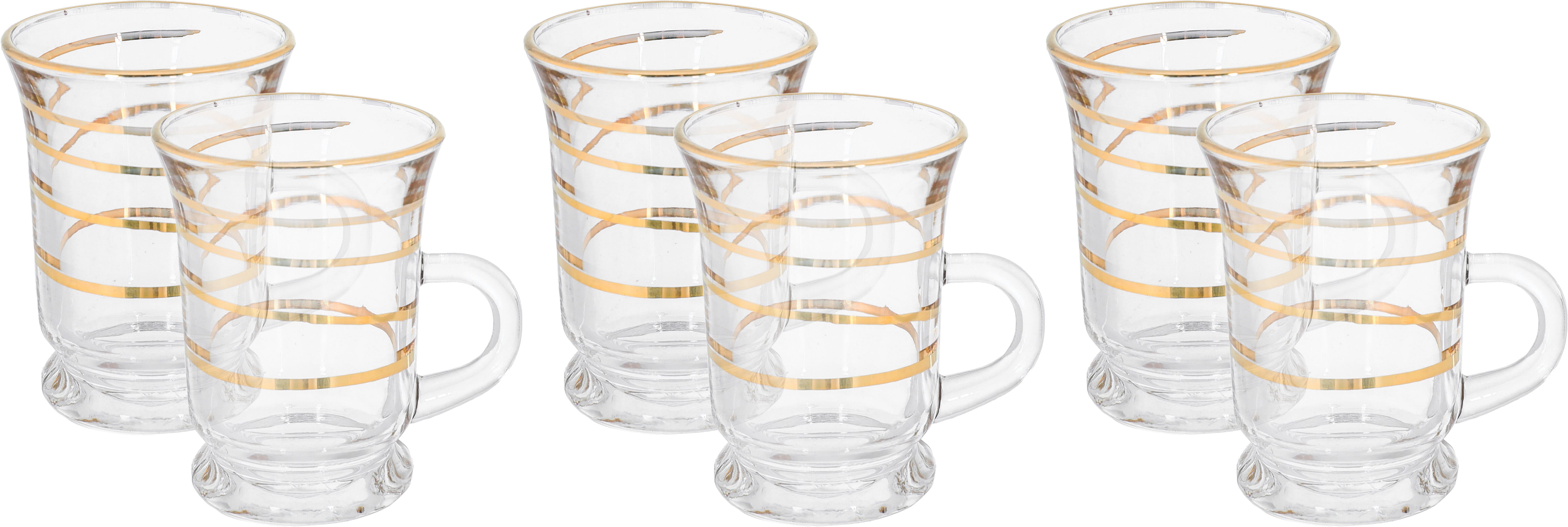 Al Saif Gallery Glass Cup Set, 6 Pieces, 200 Ml - Clear Gold product image