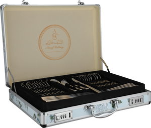 طقم ادوات مائدة ستانلس ستيل السيف غاليري, 72 قطعة، منقوش - فضي ذهبي product image