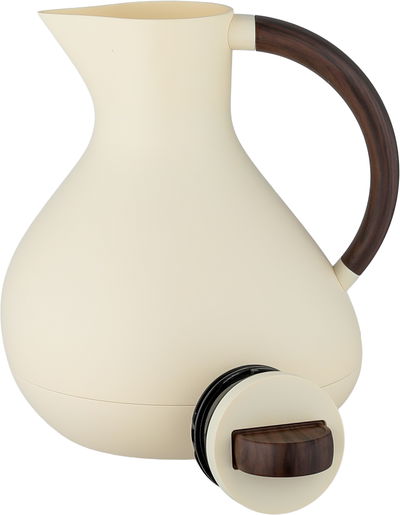 Al Saif Gallery Layal Thermos Set, 0.6/0.9 Liter, 2 Pieces, Glass Interior, Plastic Exterior, Wooden Handle, Push Button - Creamy Wooden product image 5