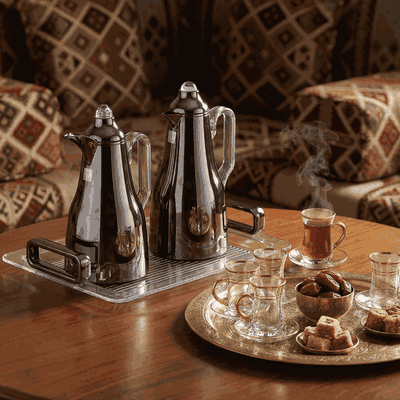 طقم ترامس عبق السيف غاليري، 1/0.7 لتر، خامة داخلية زجاج، 3 قطع، طوفرية ، يد شفاف - اسود شفاف product image 2