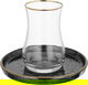 Al Saif Gallery glass tea canteen set, black saucer with golden font, 12 pieces - black product image 2