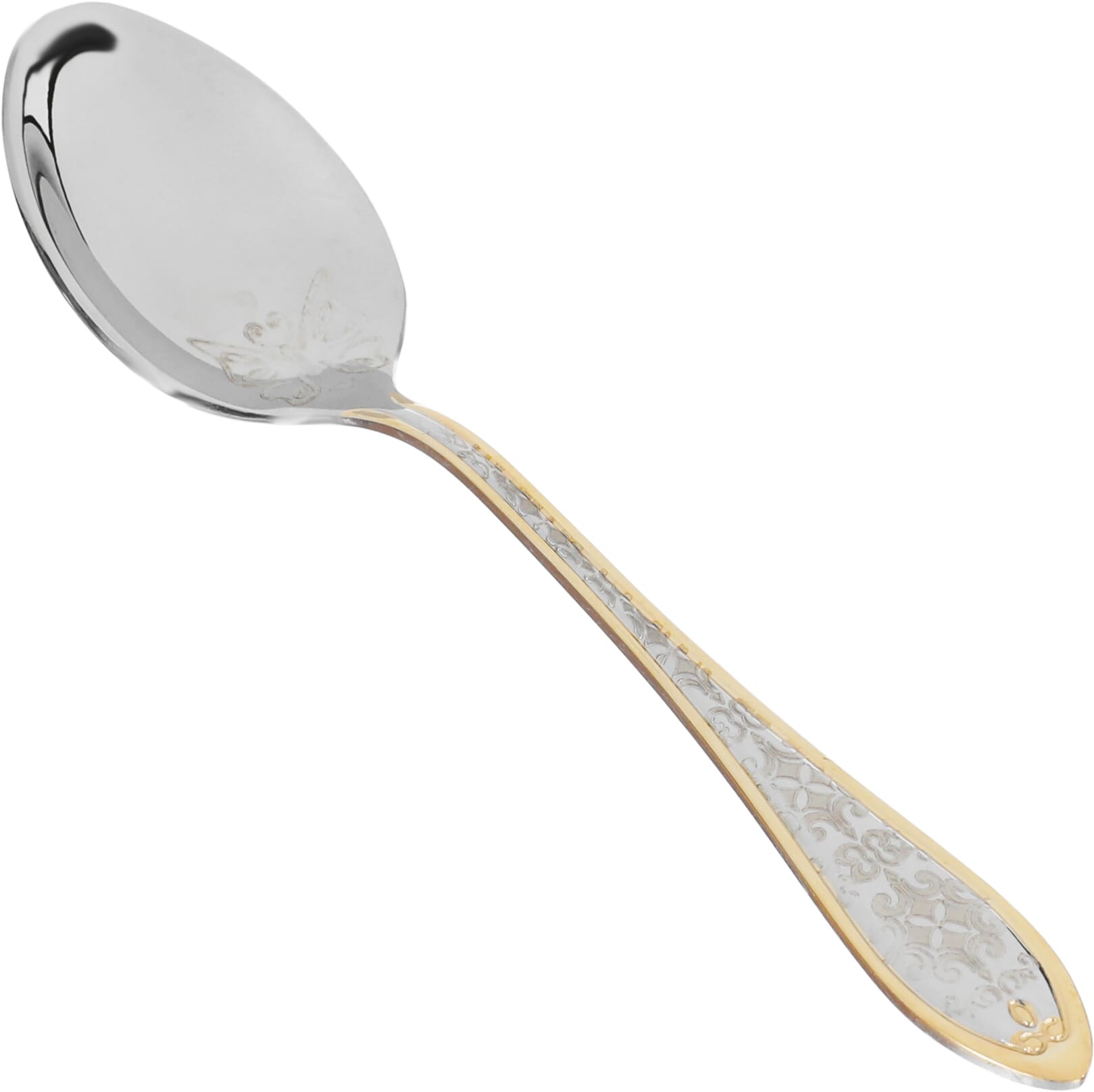 Al Saif Gallery steel sweet spoon set, 6 pieces - silver engraved with a golden script product image 2