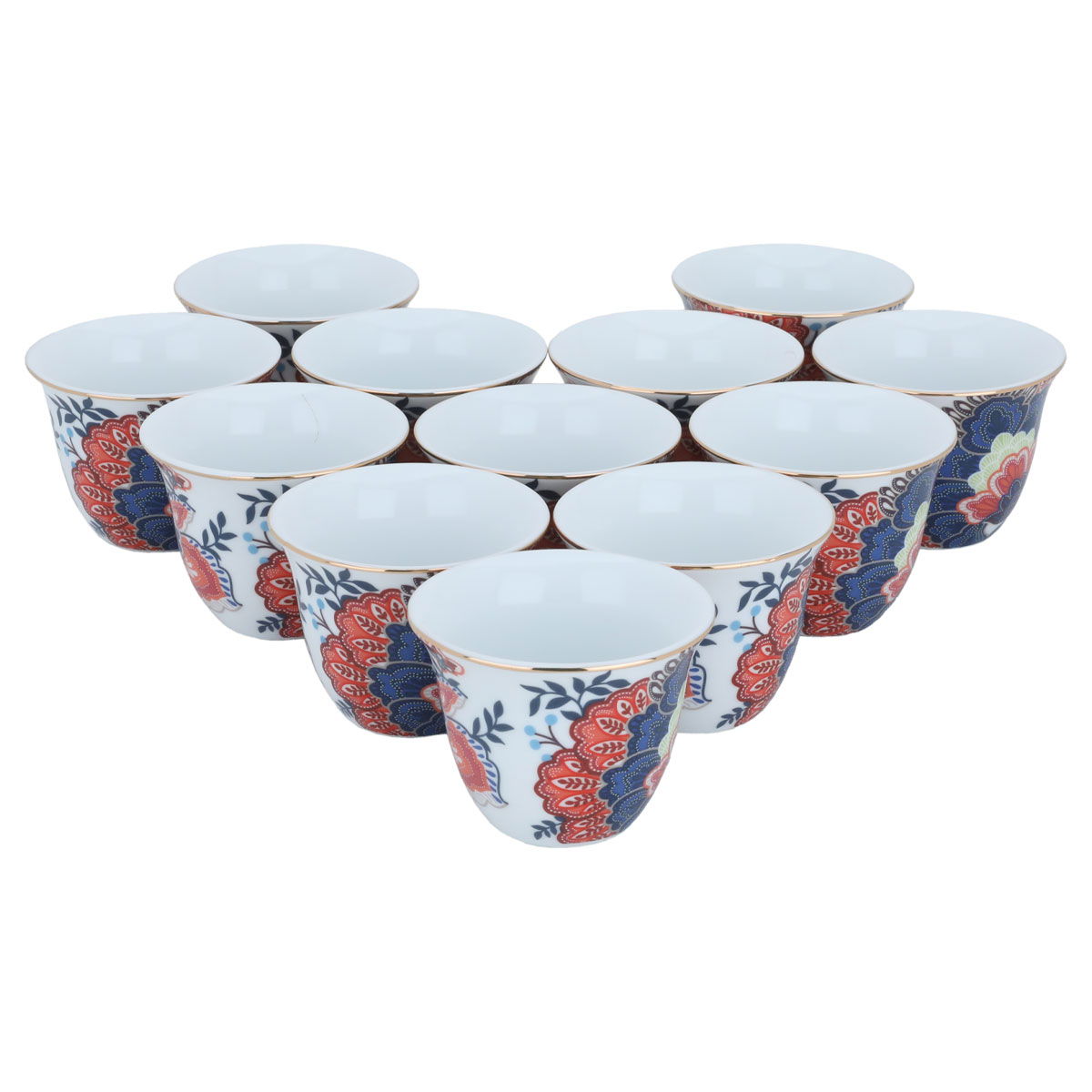 Porcelain coffee cup set, 12 pieces - colorful product image 2