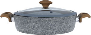 Falez set of granite pots with glass lid, 9 pieces, wooden handle - dark grey product image 4