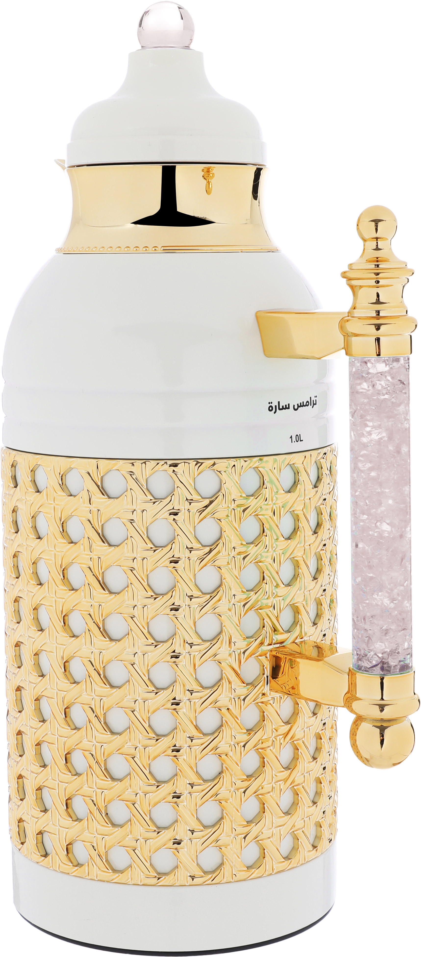 Al Saif Gallery Sarah thermos set, 1 liter, crystal handle, thermal glass inner case, steel outer case - pearl product image 5