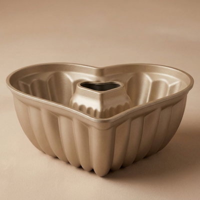 Rocky Aluminum Hollow Cake Mold, 27x27x10 cm, Heart - Dark Gold product image 1