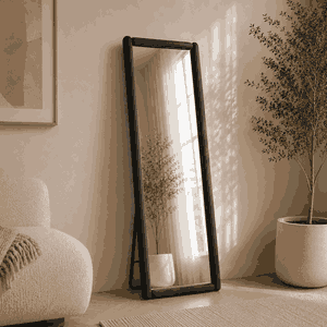 مراية ستاند زجاج، 180×80 سم، ستاند معدن - اسود product image