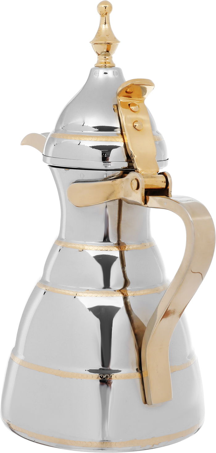 Alsaif Plus Marhaba Diriyah Dallah and Tea Pot Steel, 2 pieces, 0.9 / 1.6 litre - silver product image 3