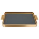Tofaria Steel Al Saif Gallery, 45x27.4x3.9 cm, rectangle, with light gray leather, handle - gold product image 1
