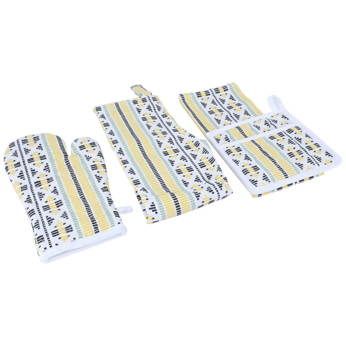 Al Saif Gallery Fabric Towel Set, 4 Pieces - Yellow and White product image