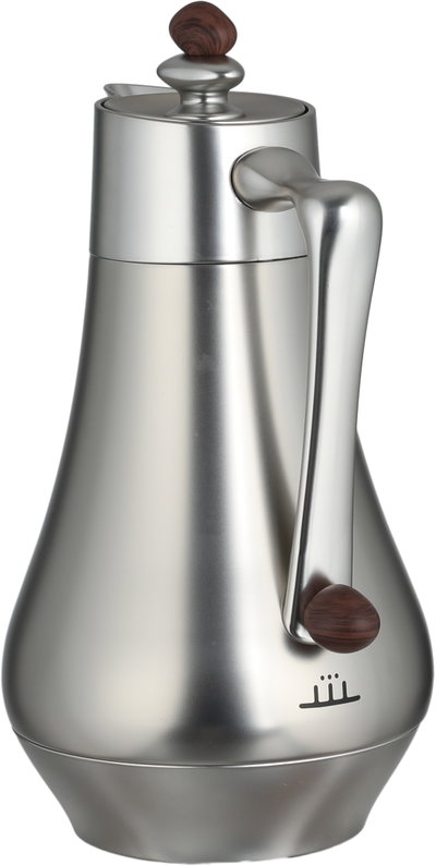 Al Saif Gallery Al Dana 2 Thermos Set, , 1/1 Liter, 2 Pieces, Glass Inner Container, Stainless Steel Outer Body, Push Button - Matte Wood Finish Silver product image 8