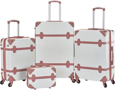 طقم شنط سفر ABS ليمرا، 4 مقاسات، 4 عجلات، WM-249 - أبيض روزجولد product image 1
