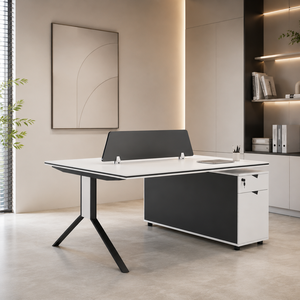 مكتب مزدوج خشب MDF، 75×120×120 سم - ابيض product image