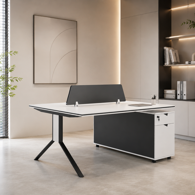 مكتب مزدوج خشب MDF، 75×120×120 سم - ابيض product image 1